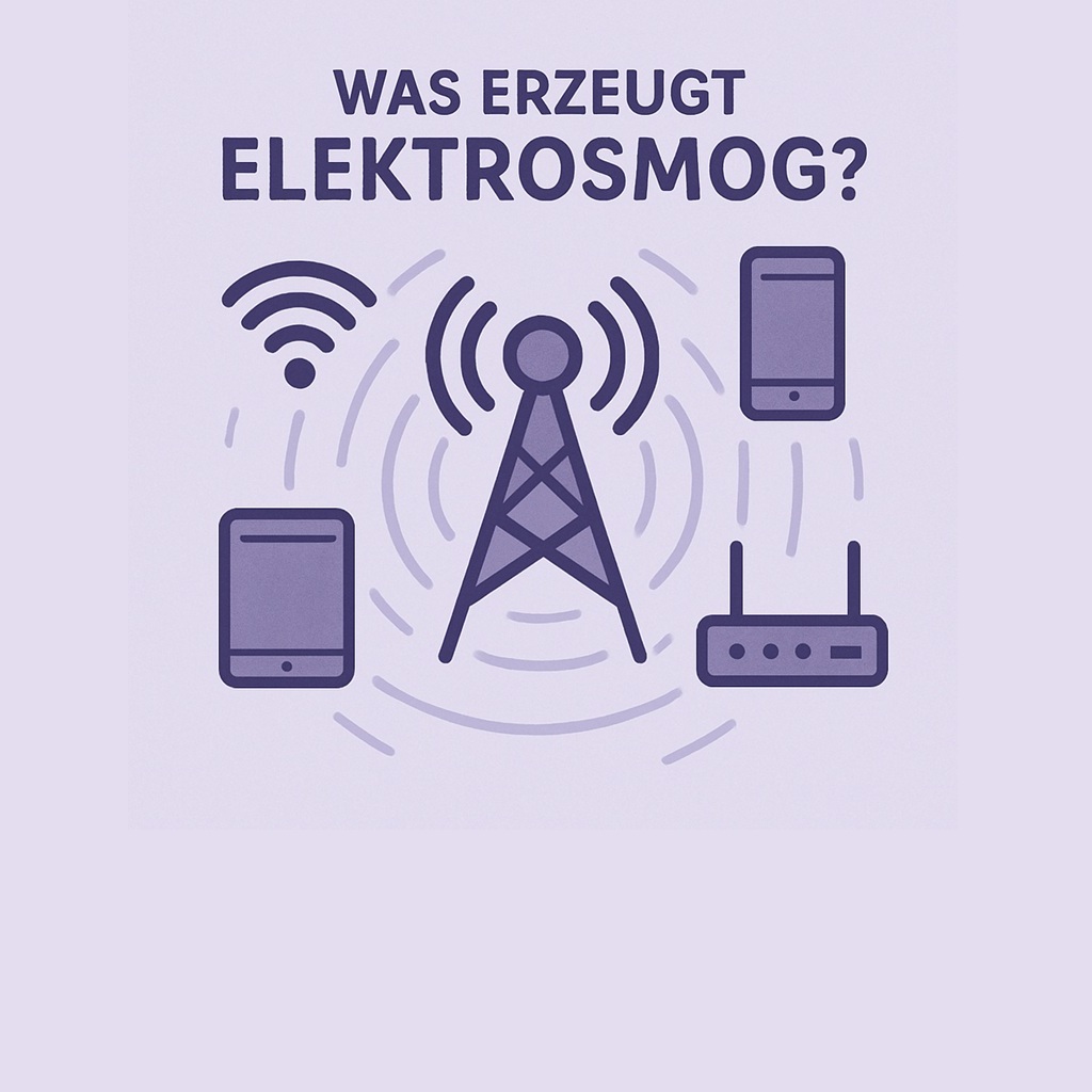 1fach Yoga | 1fach Gesund - Elektrosmog reduzieren - Grafik Was erzeugt Elektrosmog